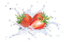 Strawberry Falling Into Water Splash
