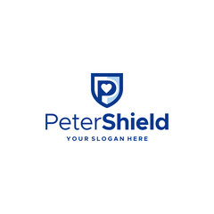 Modern flat initial P Peter Shield logo design