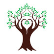 tree logo love hand icon vector