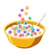 vector yellow bowl with cereals in milk