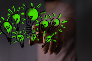 Green light bulb, eco-friendly business