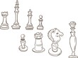 © Paint_art - Chess doodle sketch line graphics vector hand drawn games tournaments. Separate elements of the figure on a white background