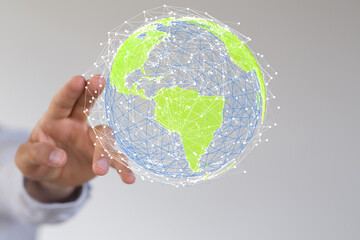 green 3d planet earth with big data