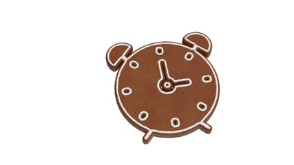 Wall Mural - 3d rendering of gingerbread symbol of alarm clock isolated on white background