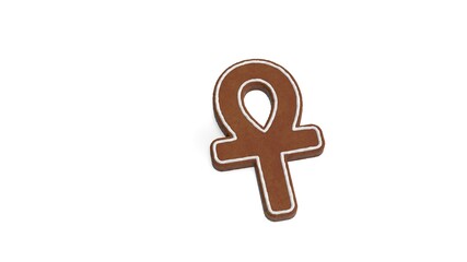 Wall Mural - 3d rendering of gingerbread symbol of ankh isolated on white background