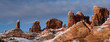 © Danita Delimont - USA, Utah. Panoramic. Spires in the snow, Garden of Eden, Arches National Park.