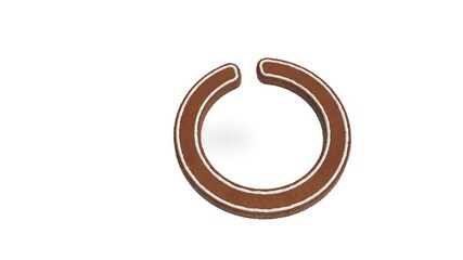 Canvas Print - 3d rendering of gingerbread symbol of circle notch isolated on white background