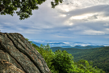 Canvas Print - USA, Virginia, Shenandoah National Park, early morning fog from Hazel Mountain Overlook