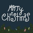 Merry Christmas Card with Garland and Christmas Lights 