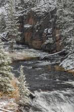 Snow Covered Gibbon Falls, Yellowstone National Park, Wyoming