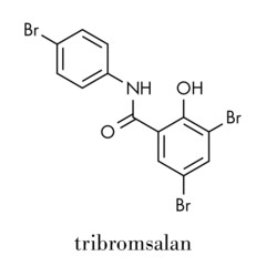 Poster - Tribromsalan disinfectant molecule. Skeletal formula.