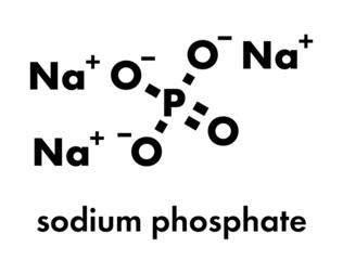 Poster - Sodium phosphate, chemical structure. Skeletal formula.