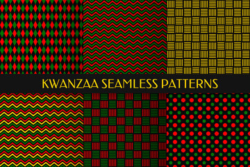 Wall Mural - Kwanzaa seamless pattern. Abstract geometric background. Set of 6 vector patterns. Perfect for wrapping paper, fabric, scrapbooking, etc