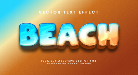 Wall Mural - Beach elegant 3D text effect. Editable text style effect with beach party theme.