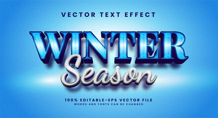 Wall Mural - Winter season 3D text effect. Editable text style effect suitable for winter needs.