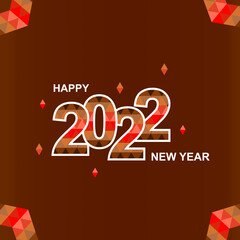 Poster - Happy New Year 2022, Diamond Red and Brown.