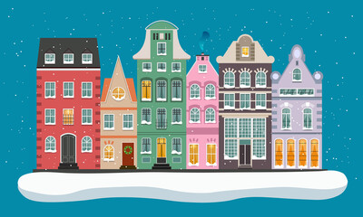  Colorful houses in winter night