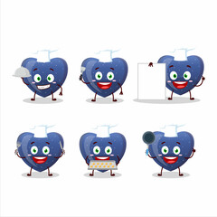 Sticker - Cartoon character of blue love gummy candy with various chef emoticons