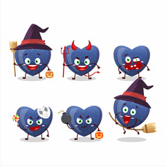 Sticker - Halloween expression emoticons with cartoon character of blue love gummy candy