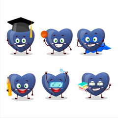 Sticker - School student of blue love gummy candy cartoon character with various expressions