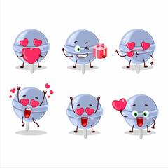 Sticker - Sweet blueberry lolipop cartoon character with love cute emoticon