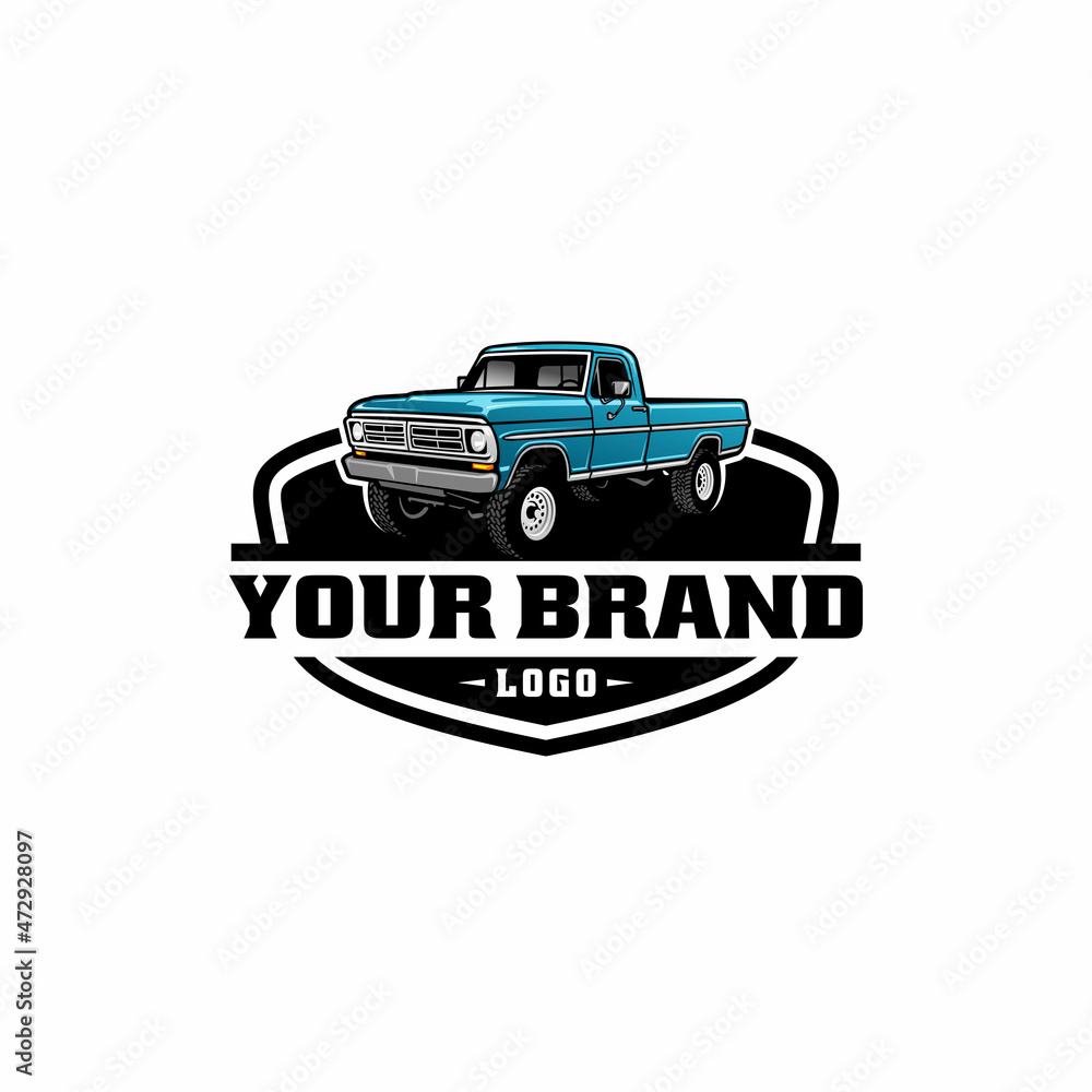 retro pick up truck illustration logo vector Stock Vector | Adobe Stock