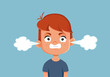 Angry Little Boy Vector Cartoon Character Illustration