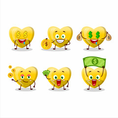 Canvas Print - yellow love gummy candy cartoon character with cute emoticon bring money