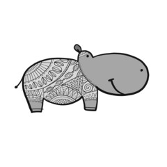 Poster - Hippopotamus, cute hippo character for your design