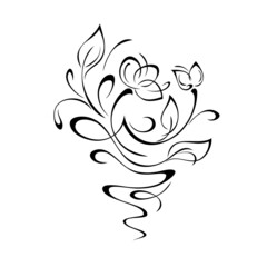ornament 2094. decorative element with stylized flowers, leaves and swirls. graphic decor