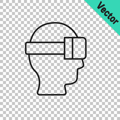 Canvas Print - Black line Virtual reality glasses icon isolated on transparent background. Stereoscopic 3d vr mask. Optical head mounted display. Vector