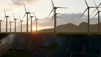 4k ultra hd 3840x2160. wind turbines windmill energy farm. ​wind farm, renewable energy concept. rea