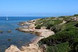 Italy, Sardinia Island: Foreshortening of Isola Rossa Coast.