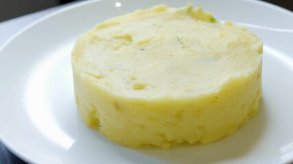 Wall Mural - Mashed potatoes on a plate in a restaurant ready for lunch