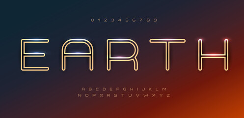 Wall Mural - space font alphabet letters. outline linear contour typography. techno digital characters with elect