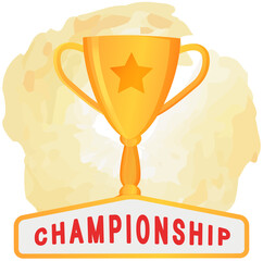 Wall Mural - golden trophy cup, award to winner on white background. vector illustration of prize with two grips.