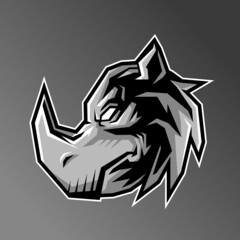 Wall Mural - esport mascot of rhino head side view, this cool and fierce image is suitable for esport team logos or for extreme sport logo like skateboard, bmx, etc, can be used t-shirt or merchandise design