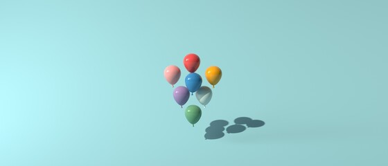 Sticker - Floating balloons on a colored background - 3D render