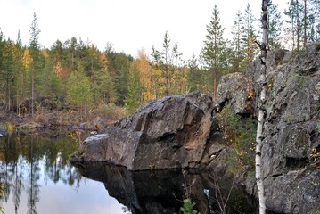 Sticker - Fishing on wild forest lakes and rivers, nature.