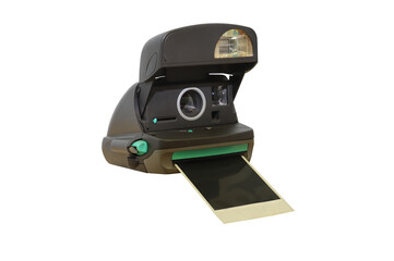Wall Mural - vintage instant photo camera isolated on whiute