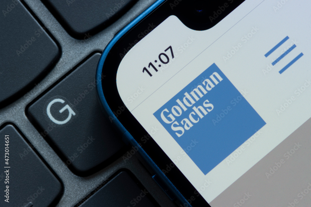 Portland, OR, USA - Dec 3, 2021: Closeup of the Goldman Sachs logo seen on its website. The Goldman Sachs Group, Inc. is a global investment bank and financial services company headquartered in NYC.