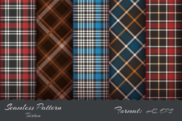 Wall Mural - Set seamless pattern retro tartan