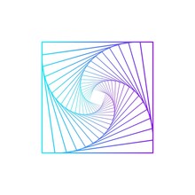 Abstract Blue And Purple Square Spirograph Twisted Wireframe Tunnel Shapes Logo Ethnic On The White Background. Vector Illustration.
