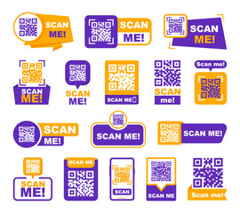 qr codes for smartphone. qr code with inscription scan me with smartphone. scan me icon. scan qr cod
