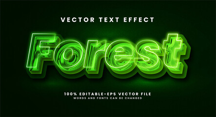 Wall Mural - Forest 3D text effect. Editable text style effect with natural life theme.