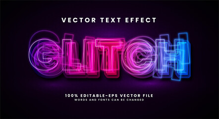Wall Mural - Glitch 3D text effect. Editable text style effect with colorful abstract light theme.