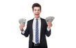 © kegfire - Funny businessman with fans of money