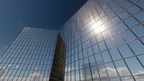 modern office buildings skycraper sun