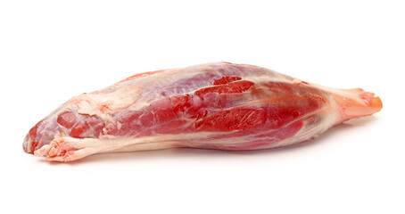 Sticker - raw beef of leg on white background 