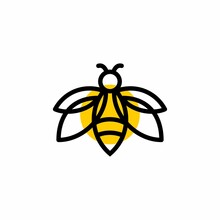 Line Art Honey Bee Bumblebee Logo Clip Art Design